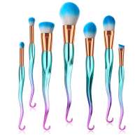 Unicorn Professional Foundation Concealer Makeup Brush Set 7PCS Hook Sword Cosmetic Eyeshadow Eyebrow Fan Brush Set