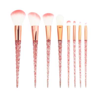 OEM  8pcs Red Glitter Diamond Brush Crystal Brushes Foundation Blending Eye shadow Brush Cosmetic Beauty Make up Tool