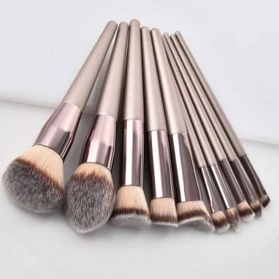 OEM  Luxury Champagne Makeup Brushes Set For Foundation Powder Blush Eyeshadow Concealer Lip Eye Make Up Brush Cosmetics Beauty