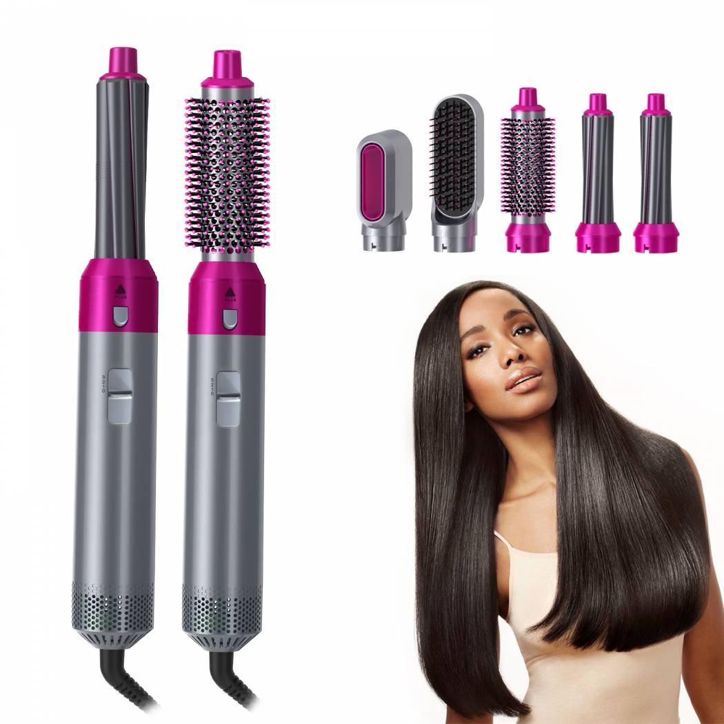 Oem 5 In 1 Hair Dryer Hot Air Brush Styler And Volumizer Hair Straightener Curler Comb Negative Ion One Step Hair Dryer Brush