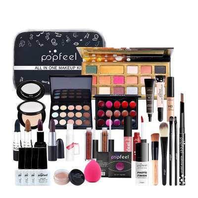 Makeup Set Eyeshadow Lipstick Eyebrow Pencil Lipgloss Makeup Brush Powder Puff Nail Polish With Makeup Bag Cosmetics Kit